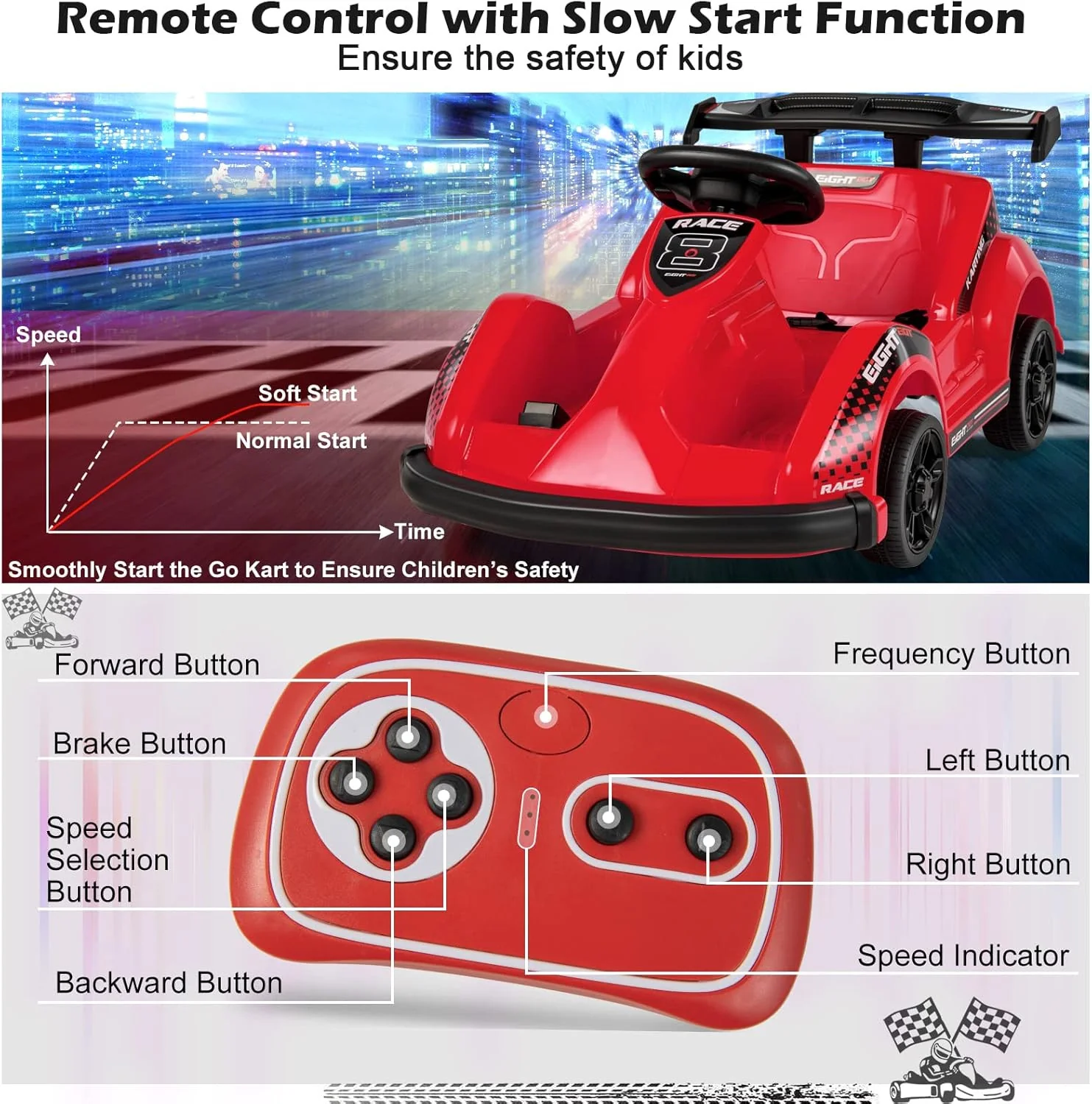 6V Electric Ride-On Racing Go-Kart with Remote Control and Safety Features - Image 5
