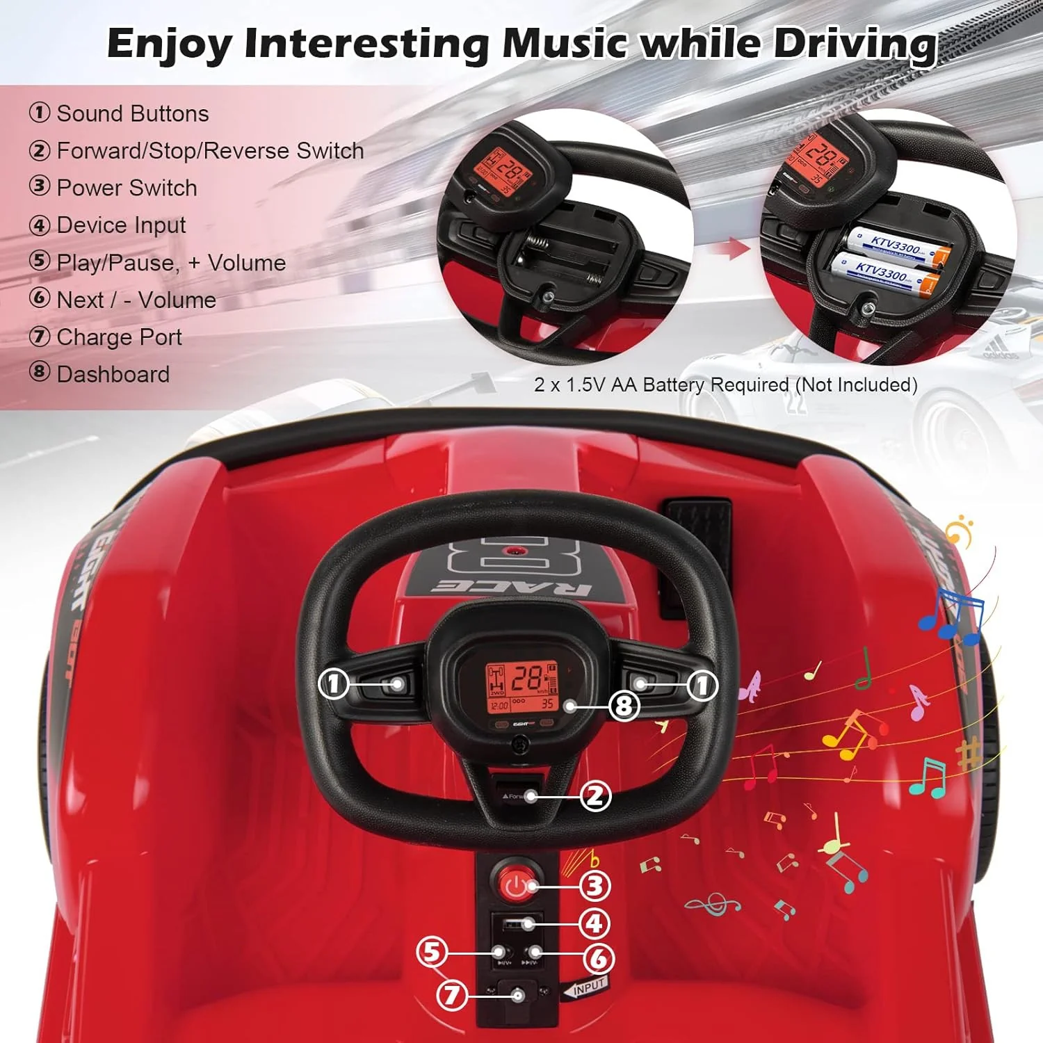 Electric 6V Battery-Powered Ride-On Racing Go-Kart with Remote Control and Safety Features - Image 4