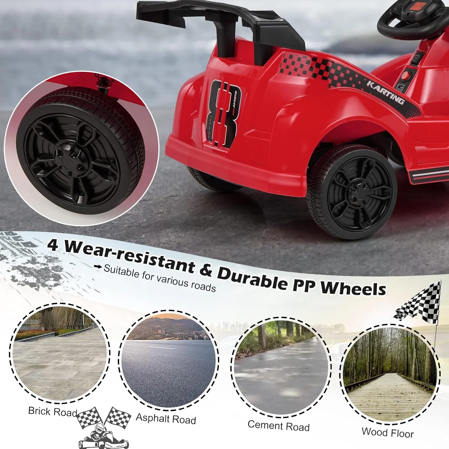 6V Battery-Powered Electric Ride-On Go-Kart with Remote Control and Safety Features - Image 7