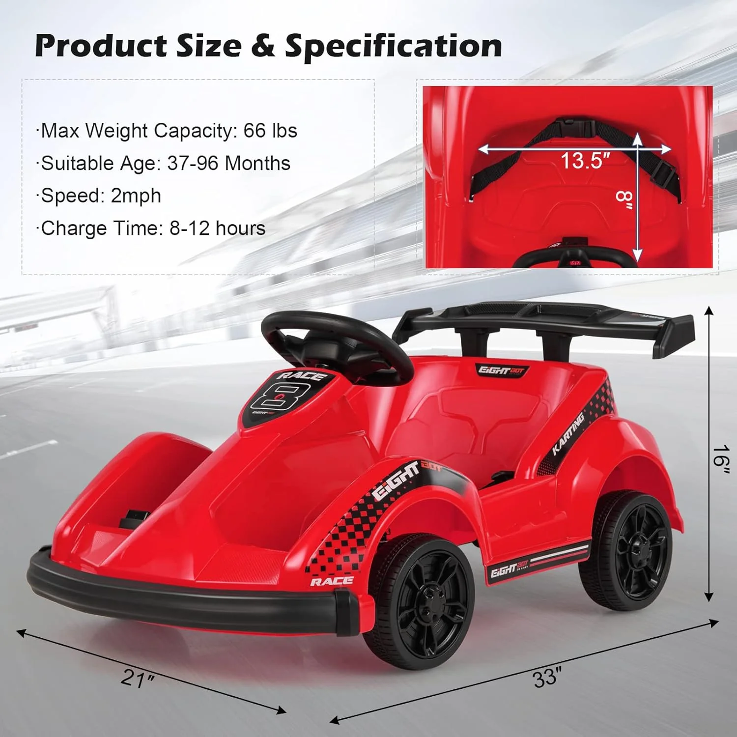 6V Battery-Powered Electric Ride-On Go-Kart with Remote Control and Safety Features - Image 9