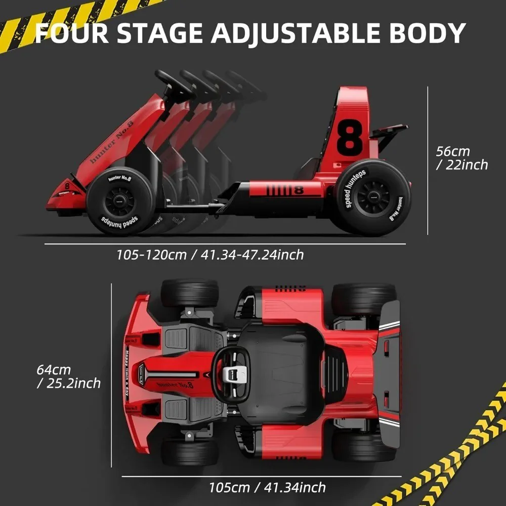 12V Red Electric Drift Go-Kart for Kids with Battery-Powered Outdoor Riding - Image 4