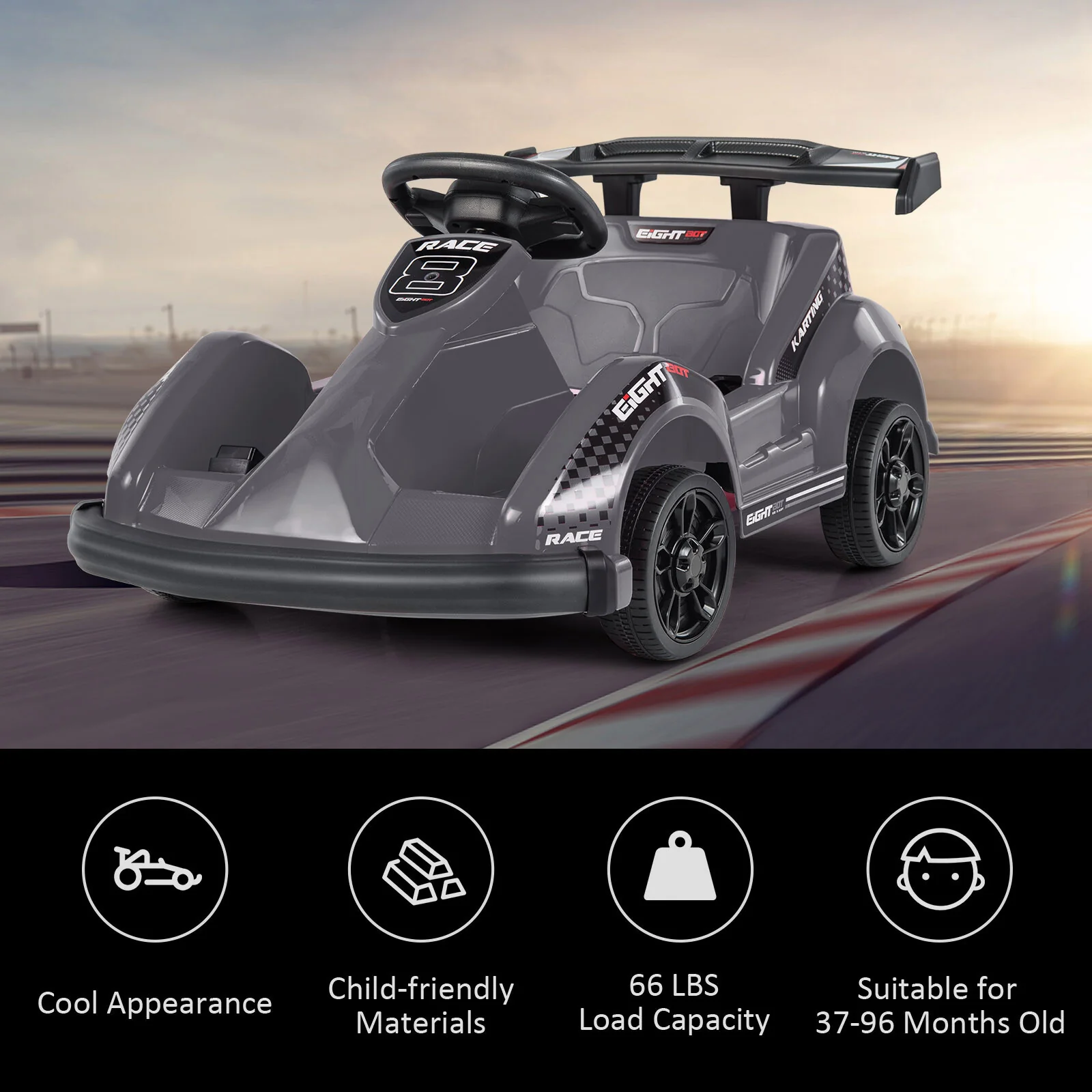 6V Battery-Powered Electric Go-Kart for Kids with Remote Control in Black - Image 4