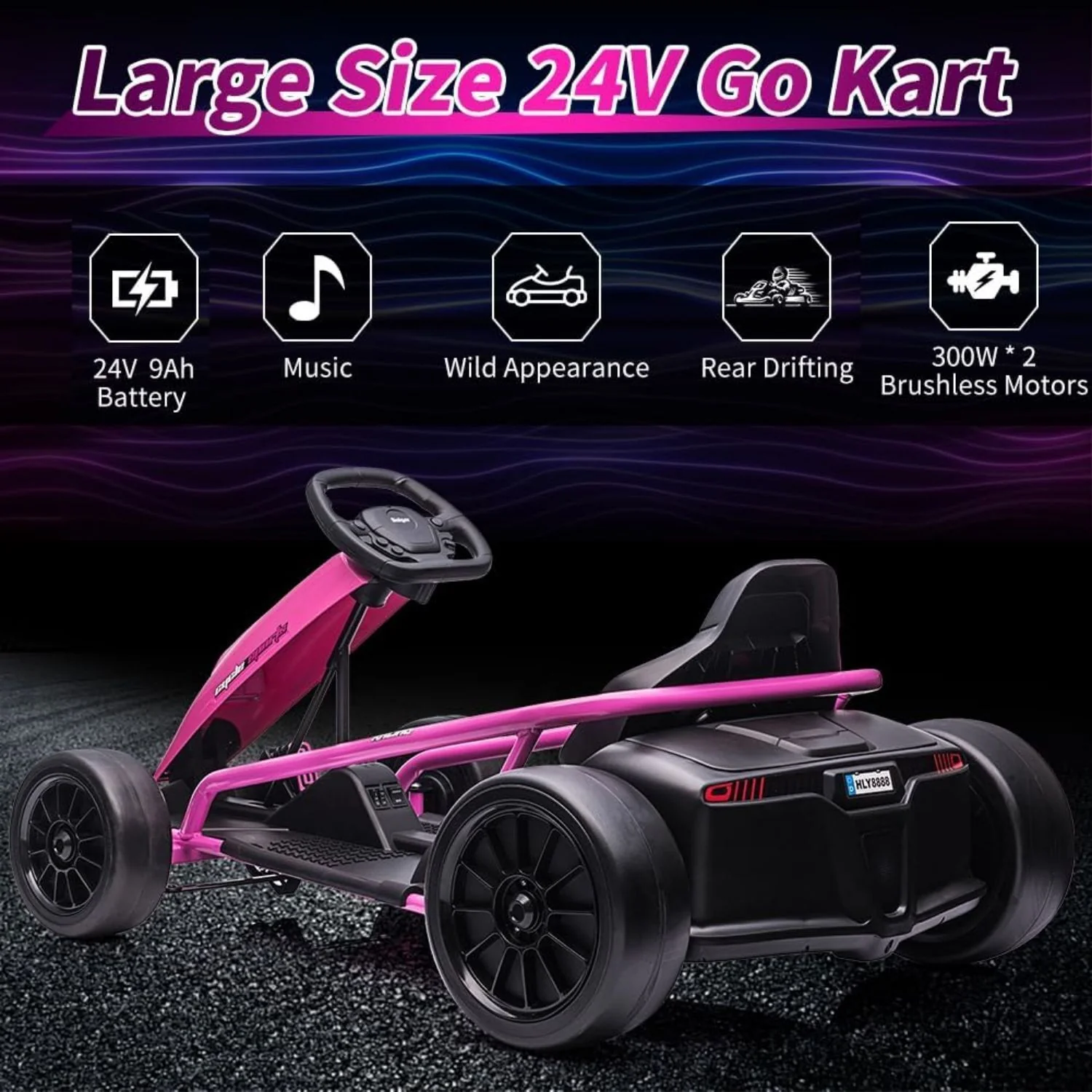 Electric Go Kart for Kids 8-12 Years - 300W*2 Motors, Music, 175LBS Capacity - Image 6