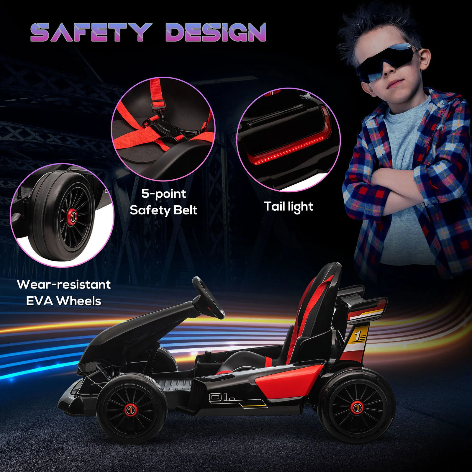 Electric Go Kart for Kids Ages 6-12 with Remote Control and Music Horn - Image 8