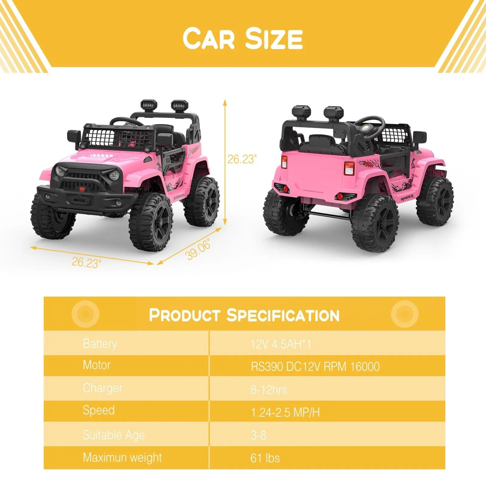 Electric Jeep Ride-On Car for Toddlers with Remote Control - 12V Kids Toy Vehicle - Image 5