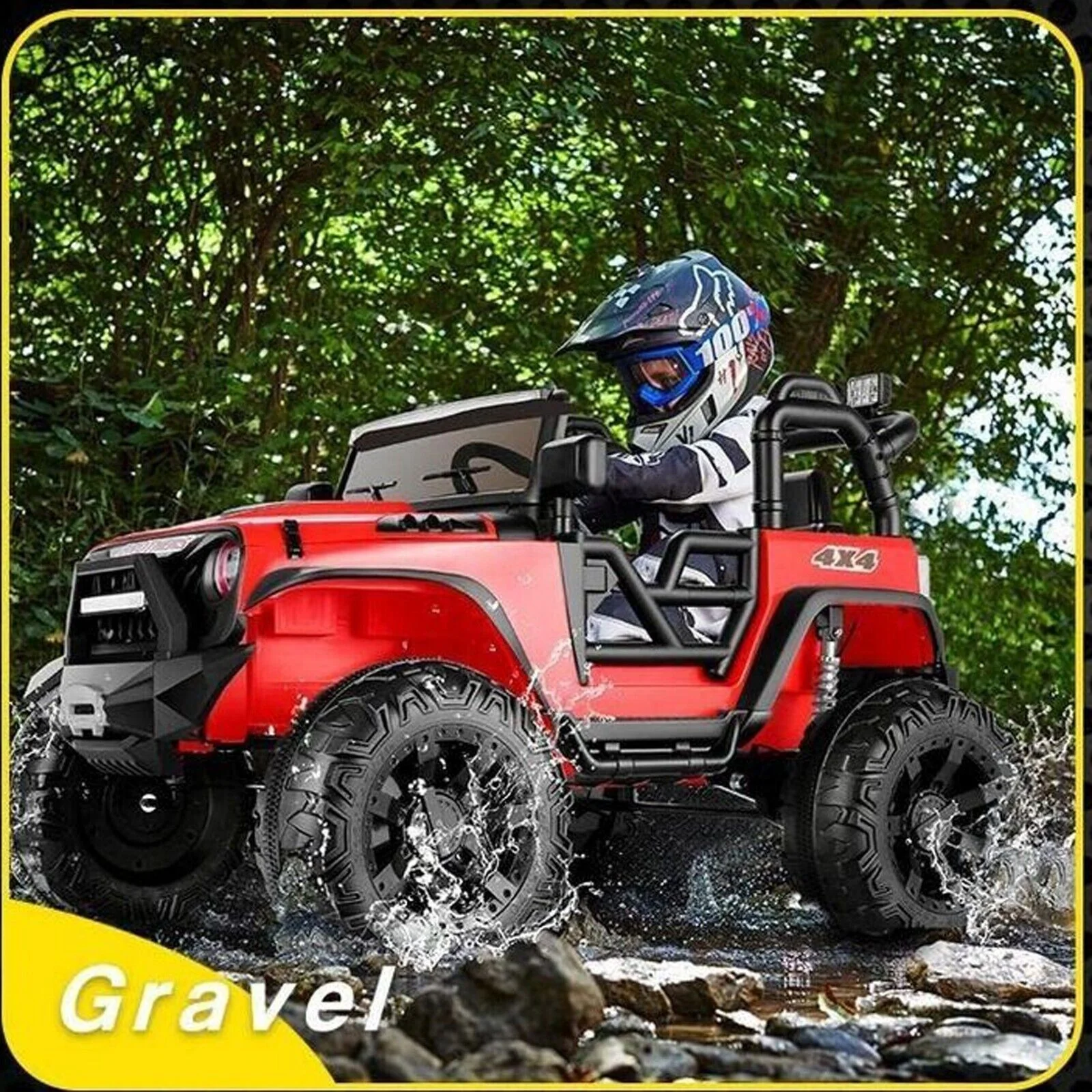 Electric JEEP Ride-On Truck for Kids with Remote Control - 24V, 2x200W, Red - Image 8