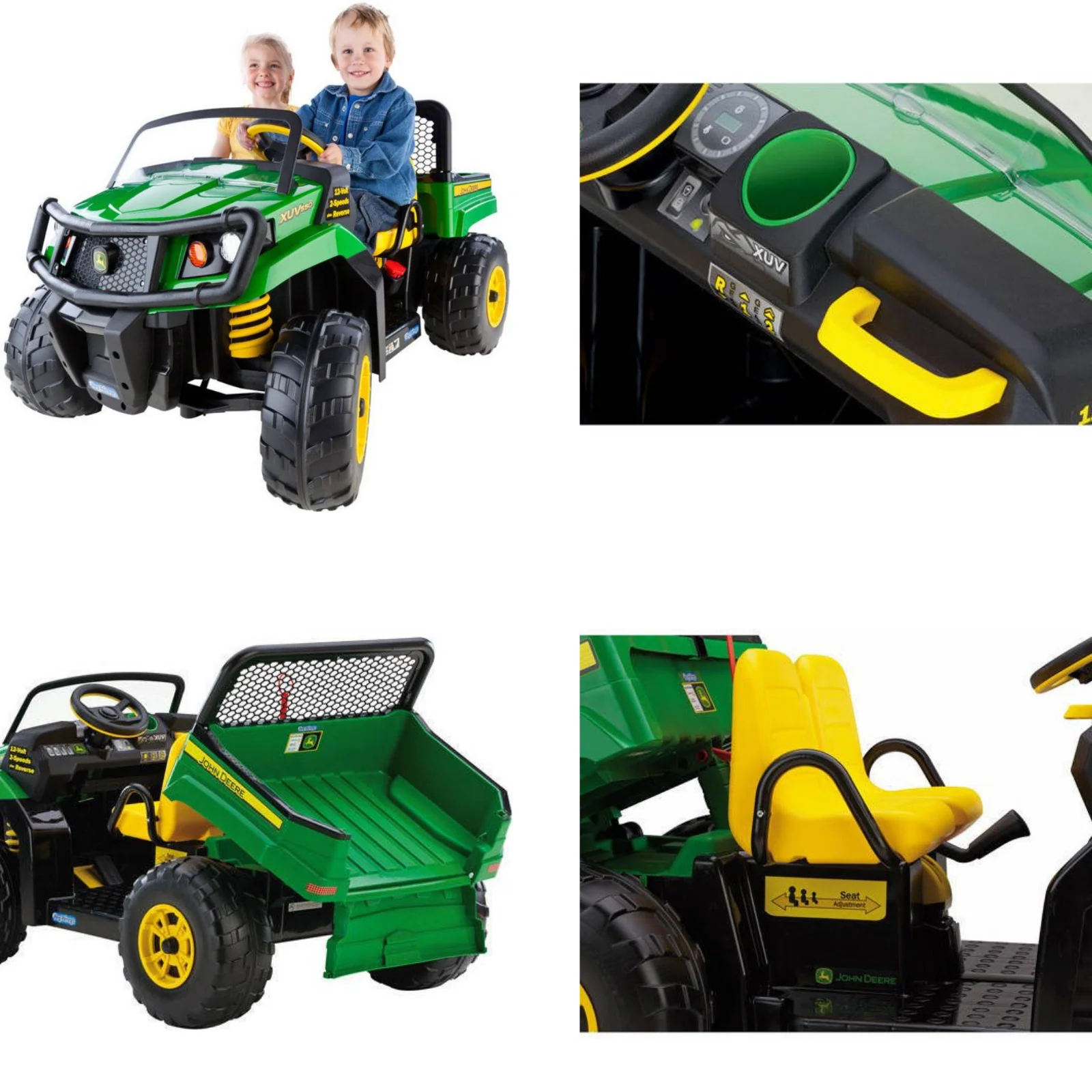 Electric John Deere 12V Ride-On Tractor with Adjustable Seat for Kids - Image 11