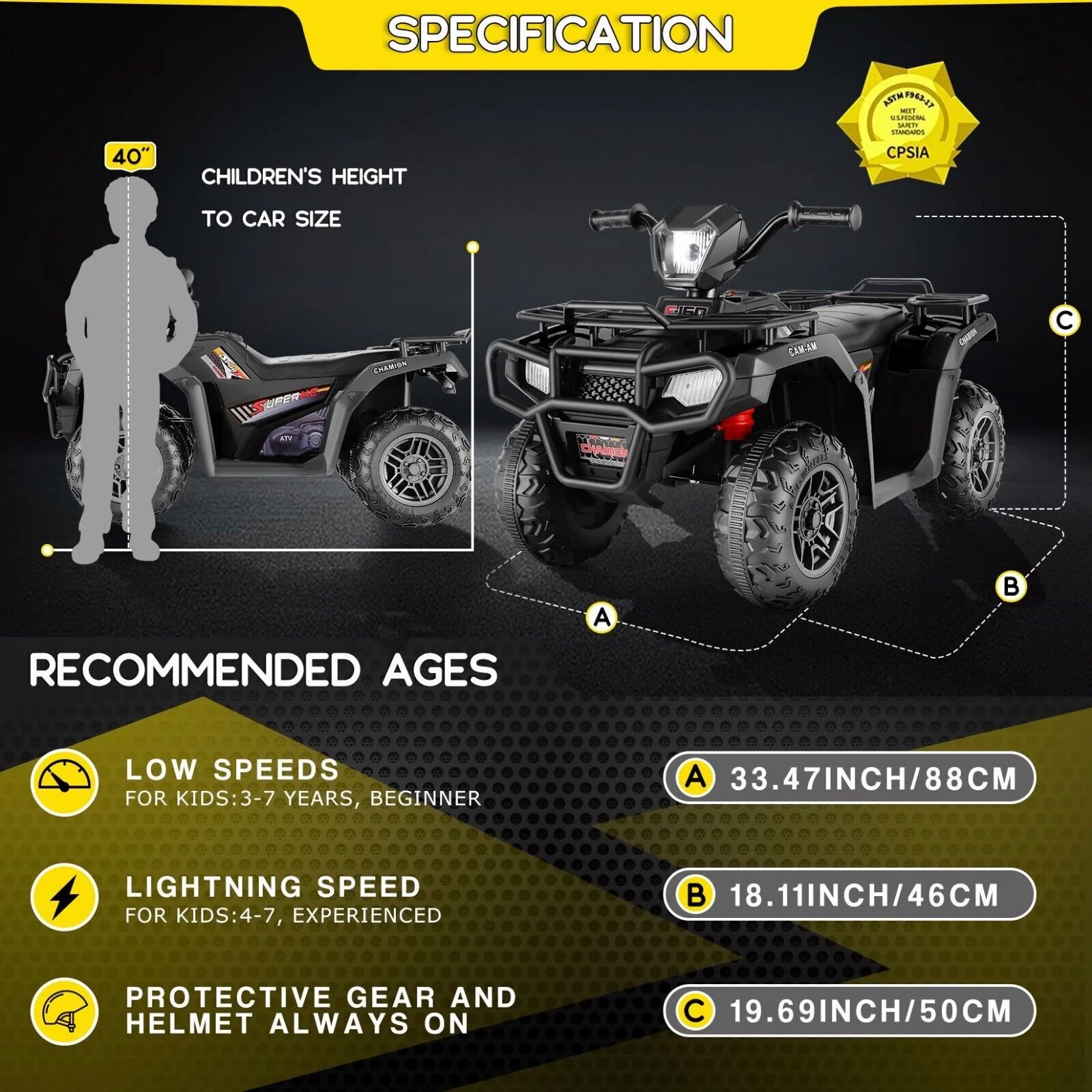 Electric Kids ATV Ride On Car with Music, LED Lights, and USB Charger - 12V 4-Wheeler for Endless Fun! - Image 27