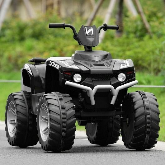 Electric Kids ATV with LED Lights and Treaded Tires - Black - Image 4