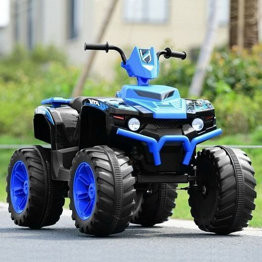 Electric Kids ATV with LED Lights and Treaded Tires - Navy Blue - Image 4