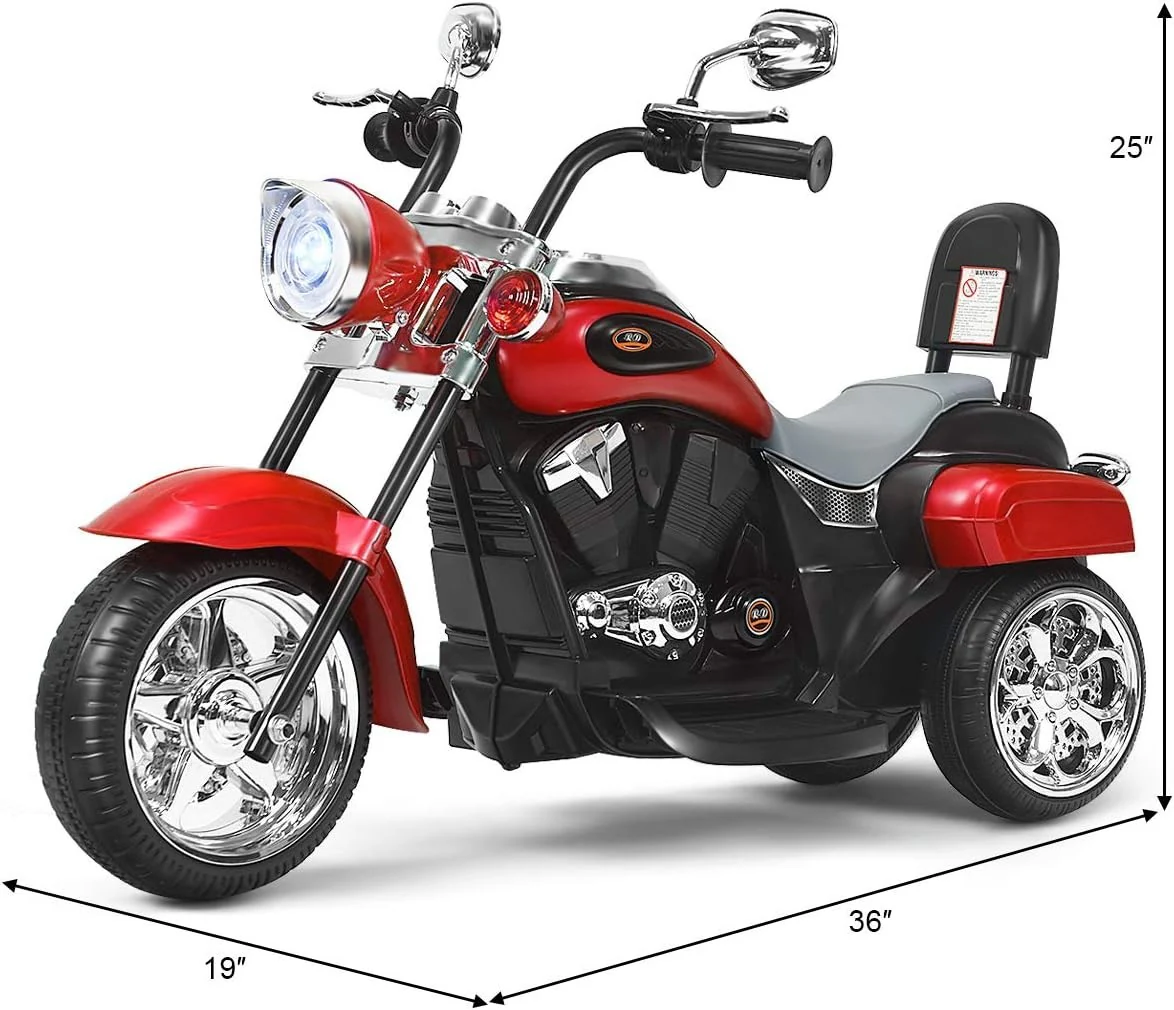 Kids Electric Chopper Motorcycle - 6V Ride-On with Lights, Horn, and 3-Wheel Safety - Image 5
