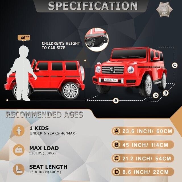 Electric Kids Mercedes Benz G500 4WD Ride-On Car with Remote Control - Image 10