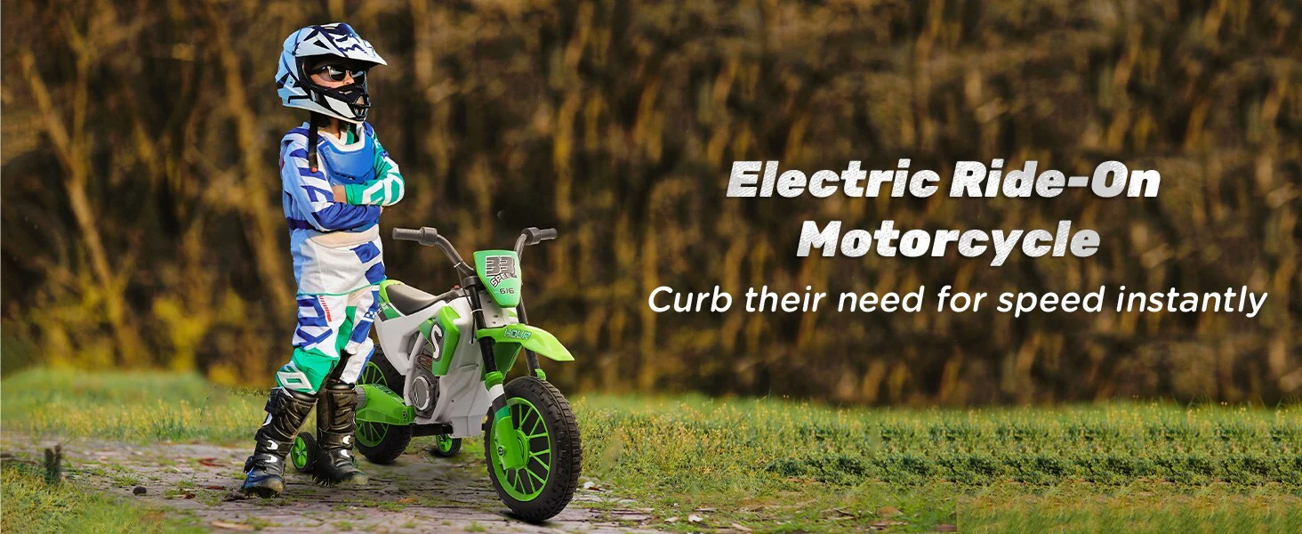 12V Electric Kids Green Dirt Bike with Dual Shock Battery Ride-On Toy Motorcycle - Image 11