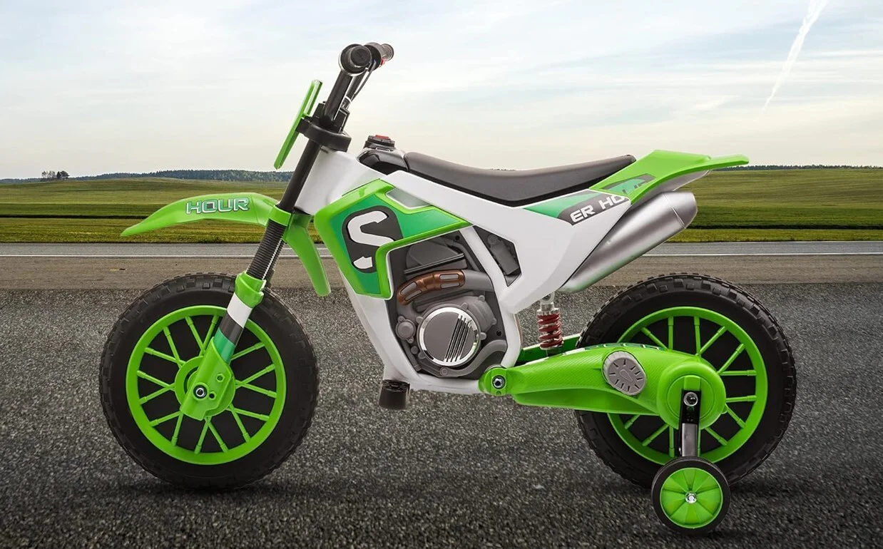 12V Electric Kids Green Dirt Bike with Dual Shock Battery Ride-On Toy Motorcycle - Image 18