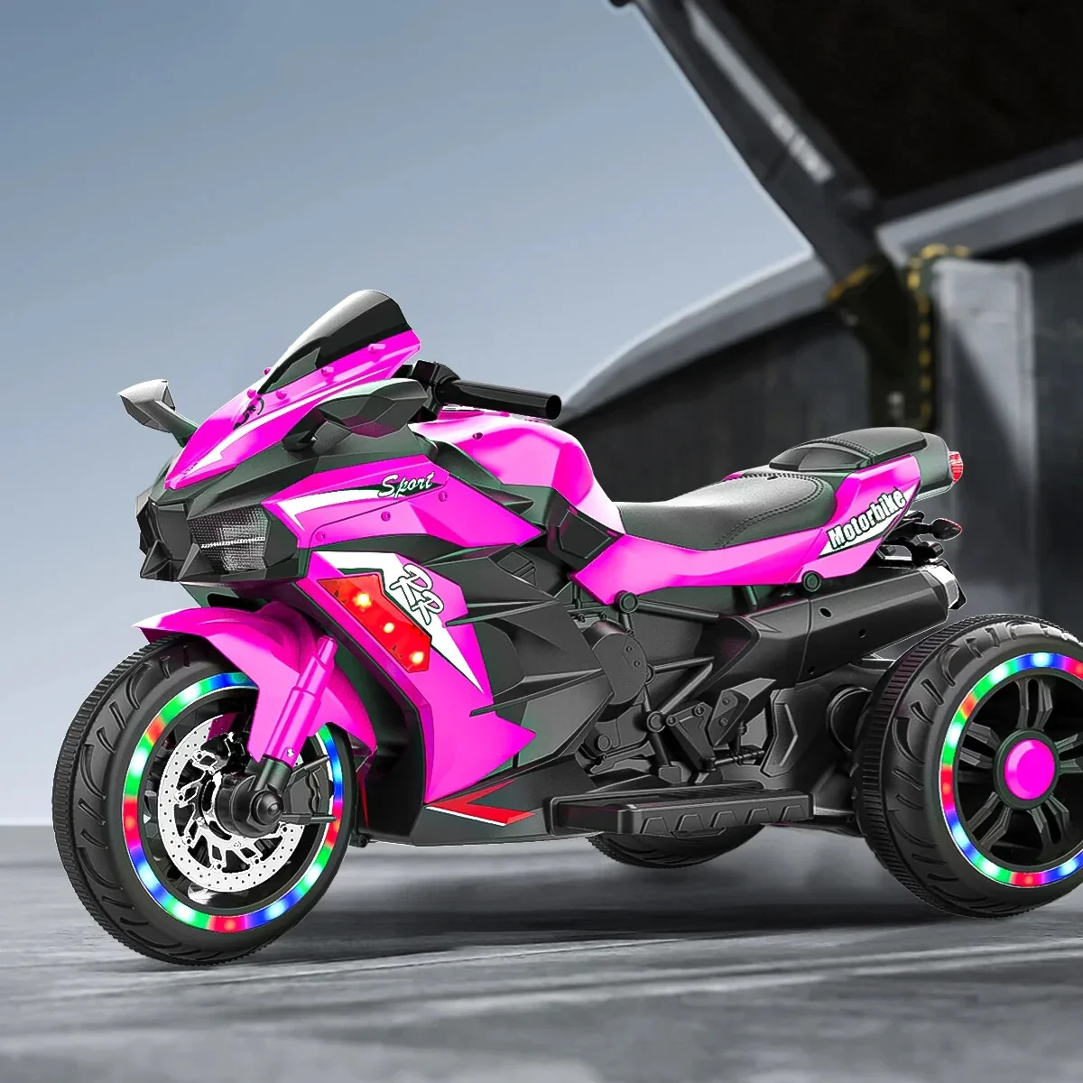 12V Pink Electric Kids Motorcycle with LED Lights and Bluetooth Music Ride-On Toy - Image 24