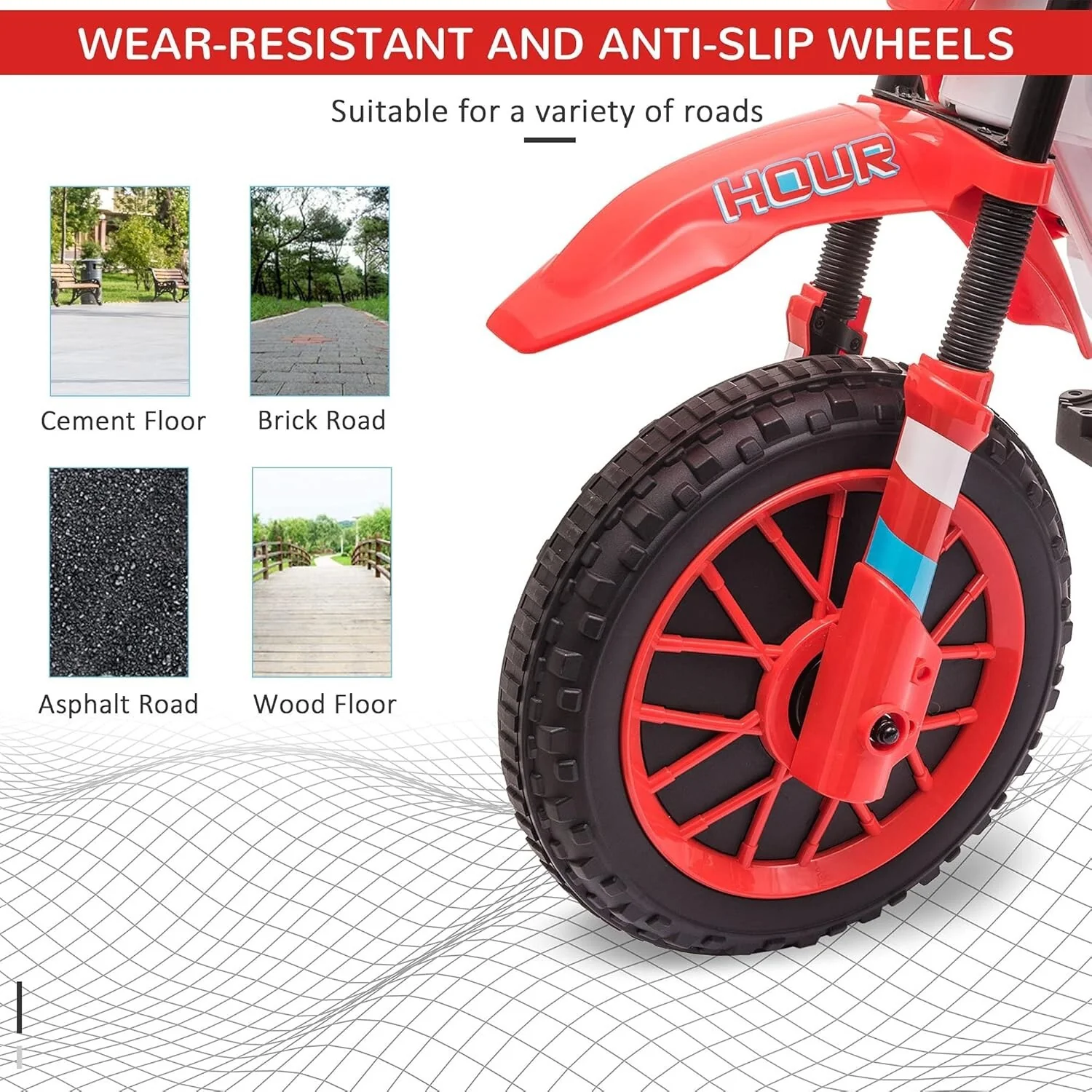 12V Red Electric Kids Dirt Bike with Dual Shock Battery-Powered Ride-On Motorcycle Toy - Image 9