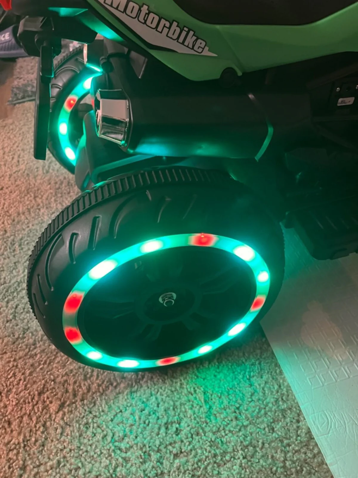 12V Red Electric Kids Motorcycle with LED Lights and Bluetooth Music - Image 11