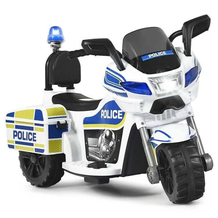 Electric Kids Police Ride On 3 Wheel Motorcycle with MP3 Player - Toddler Car Toy - Image 2