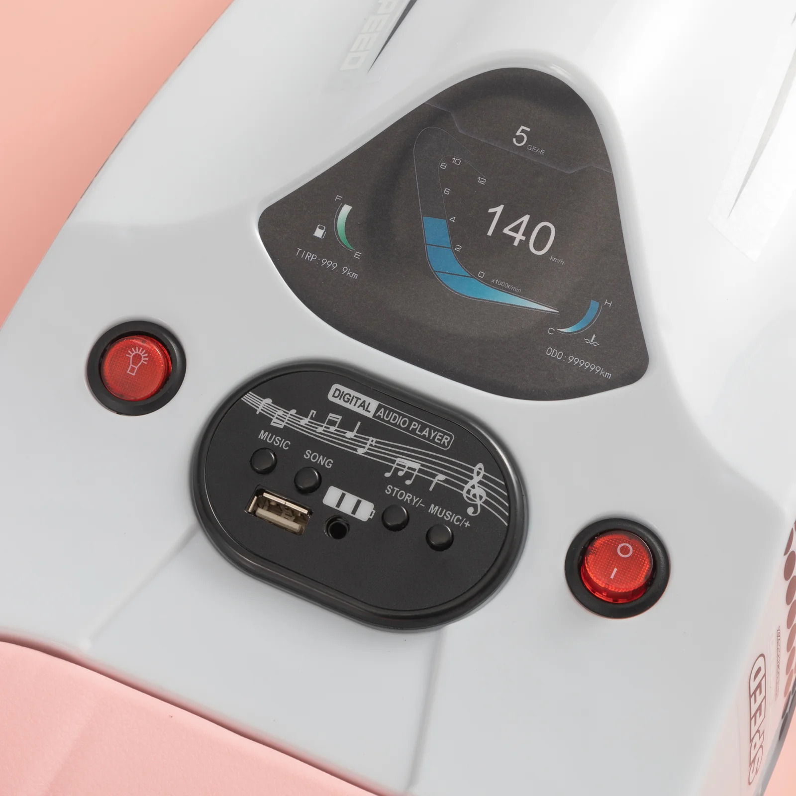 Electric Kids Racing Car with Music and Lights Pink - Image 12