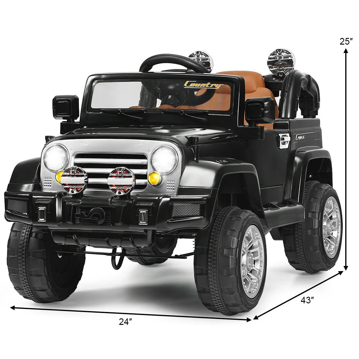 12V Electric Kids Ride-On RC Truck Car with Remote Control Black - Image 3