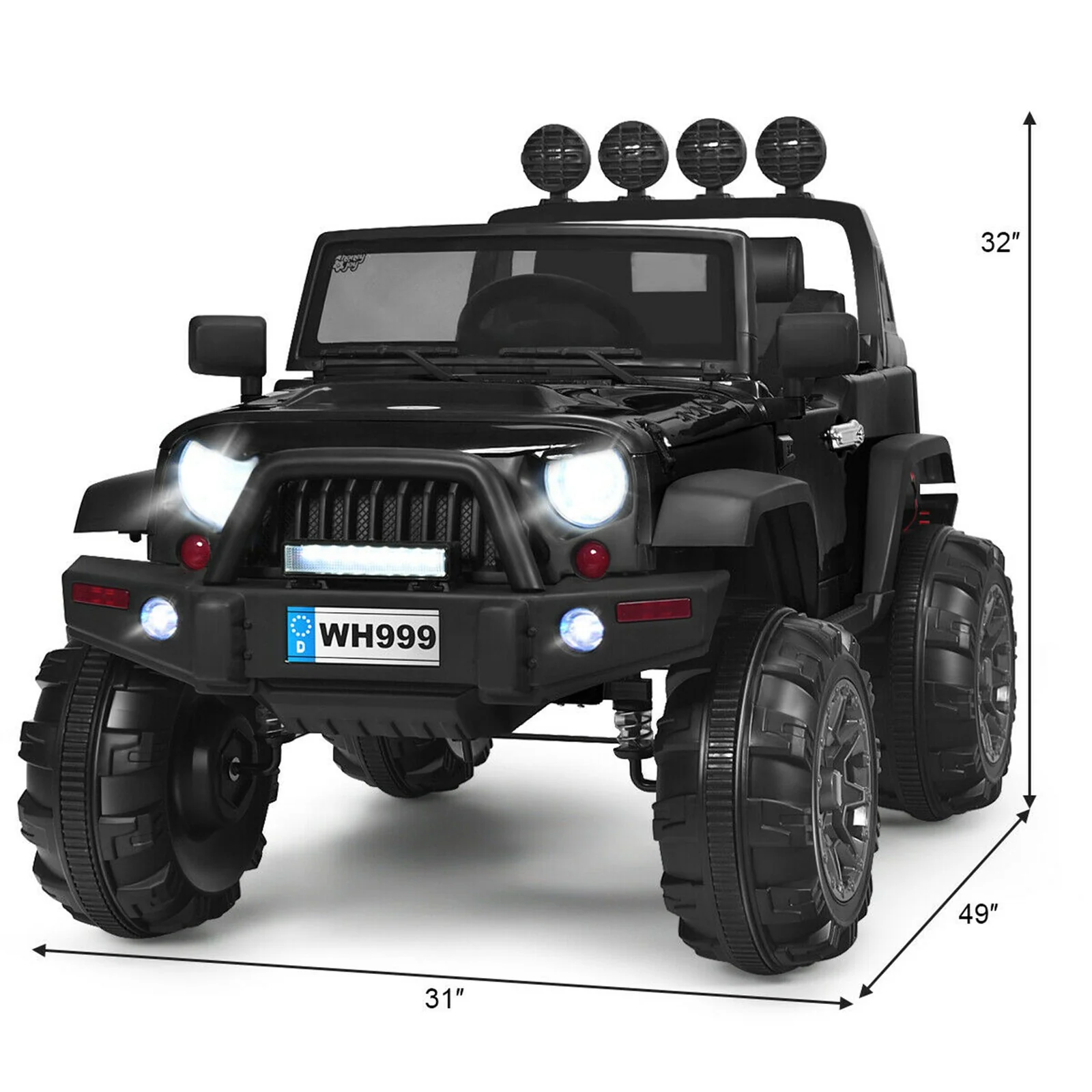 12V Electric Kids Ride-On Truck Car with MP3 and Remote Control Black - Image 2