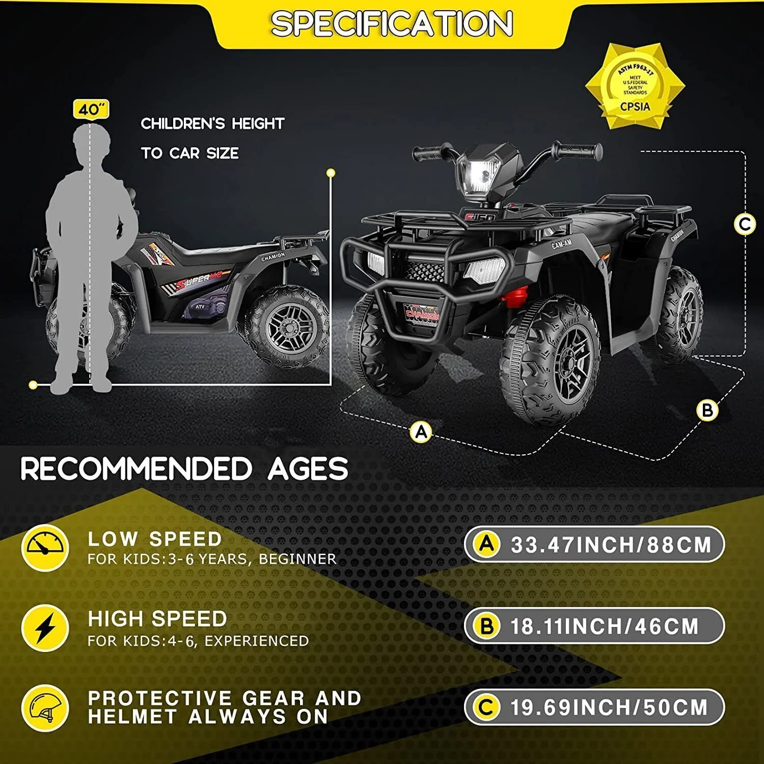 Electric Kids Ride On ATV 4-Wheeler Quad with Music and LED Lights - Perfect Gift for Children - Image 9