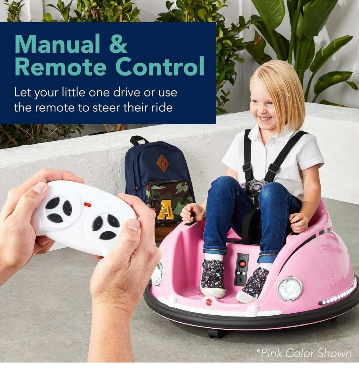 Electric Kids Ride-On Bumper Car with Parent Remote Control Navy Blue - Image 5