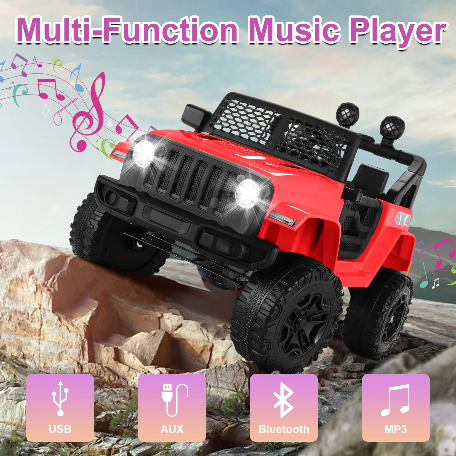 Electric Kids Ride-On Jeep Car with Power Wheels, 12V/24V, Music, and Remote Control - Image 5