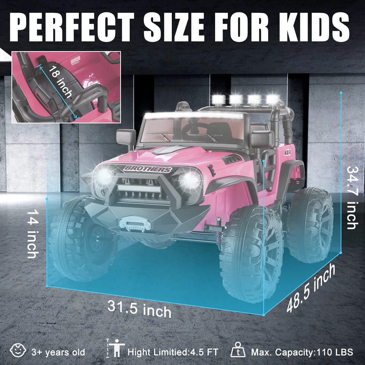 24V Electric Kids Ride-On Jeep with Power Wheels, Music, Remote Control, and 2 Seaters - Image 21