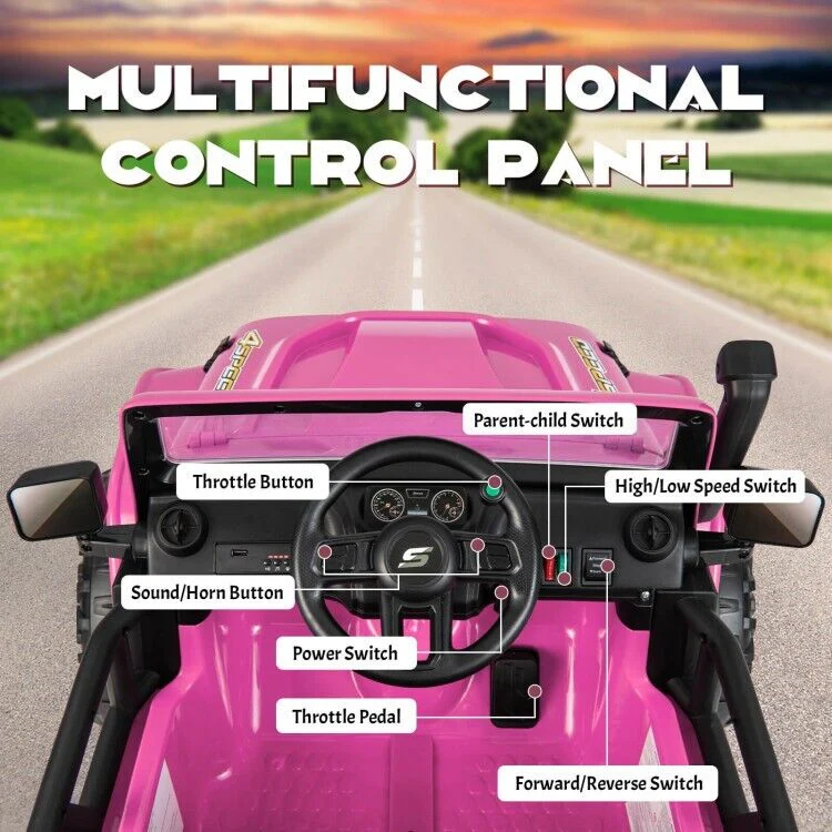 Electric Kids Ride On Car Truck Toy with Parent Remote Control and LED Lights - Pink - Image 10