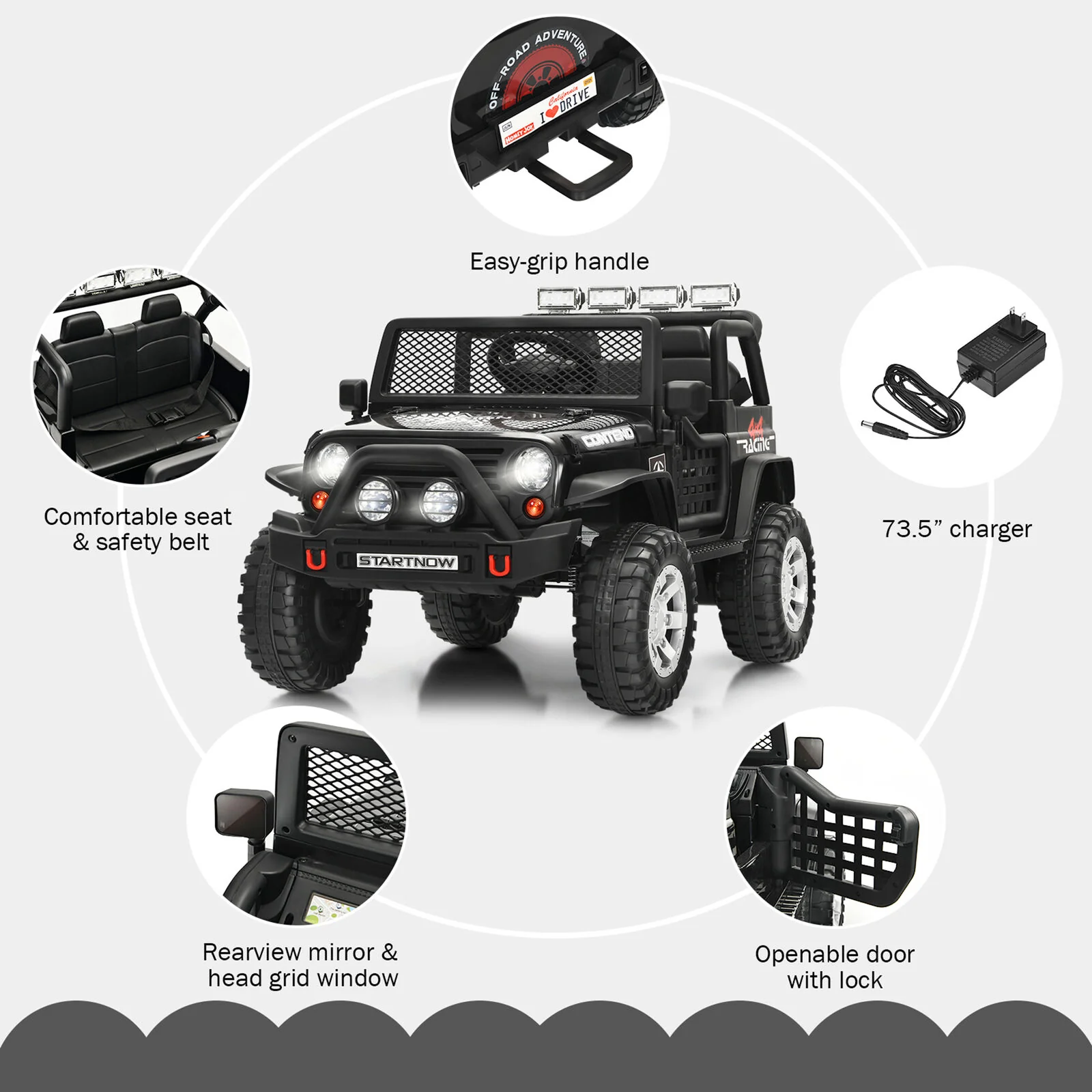 Electric Kids Ride On Car Truck with MP3 and Remote Control - Black - Image 6