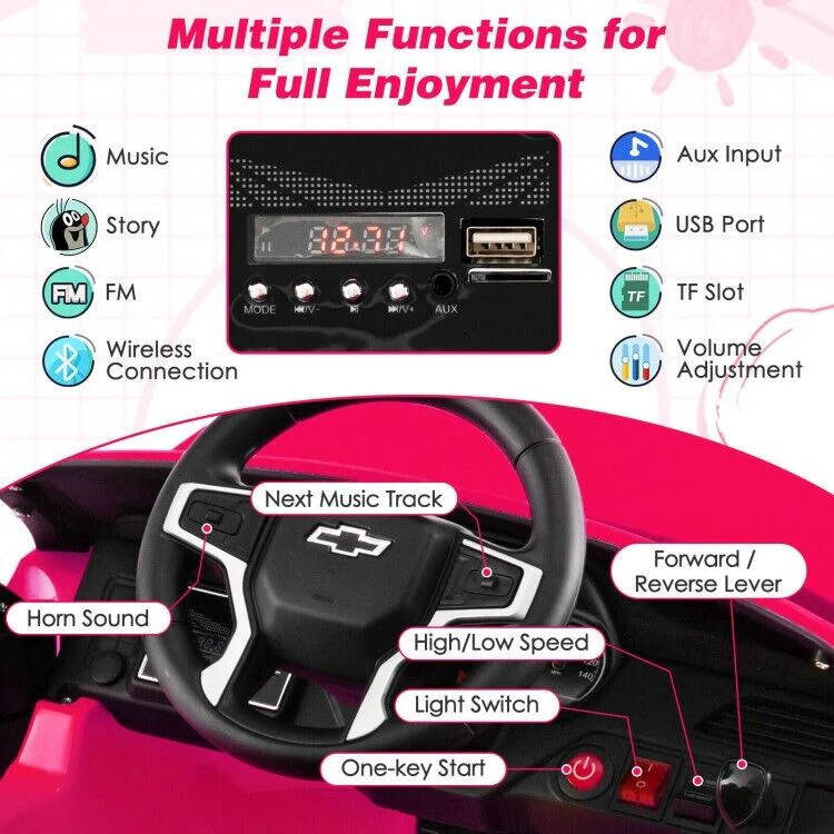 Electric Kids Ride-On Car with 3 Speeds, All-Terrain Wheels, and Remote Control - Pink - Image 9