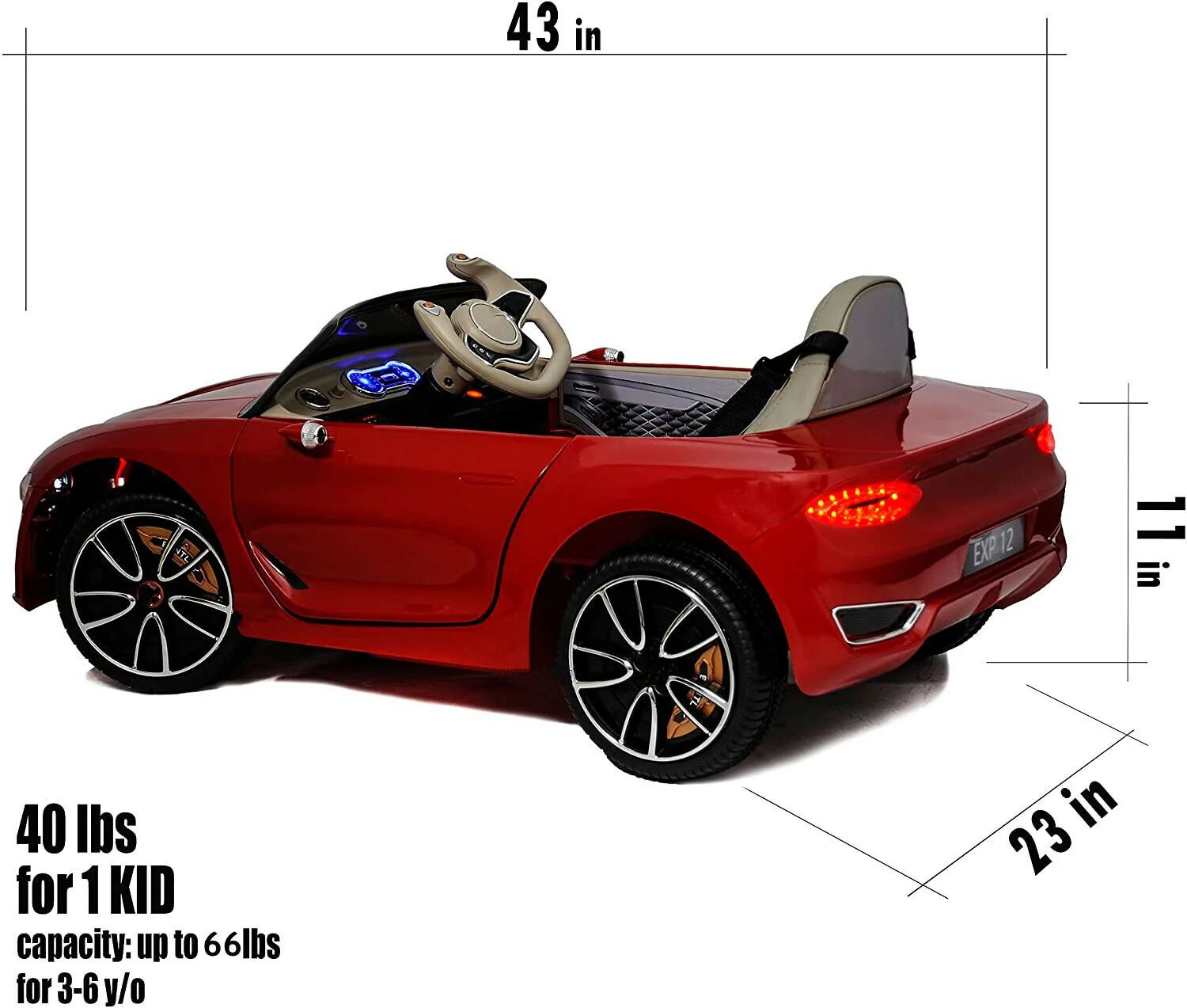 Electric Kids Ride-On Car with Scissor Doors and Safety Belts - Perfect Gift for Children (12V) - Image 12