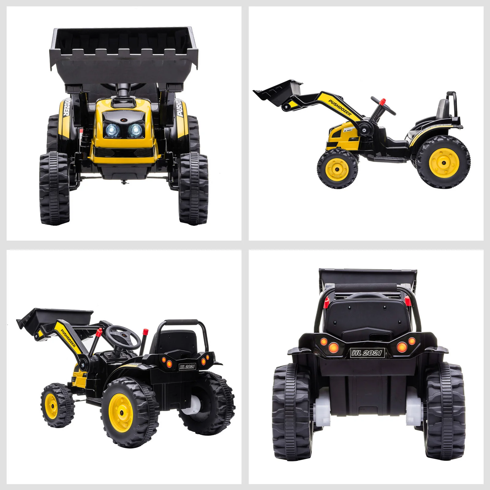 Rechargeable Electric Ride-On Kids' Construction Excavator Tractor Toy Yellow - Image 8