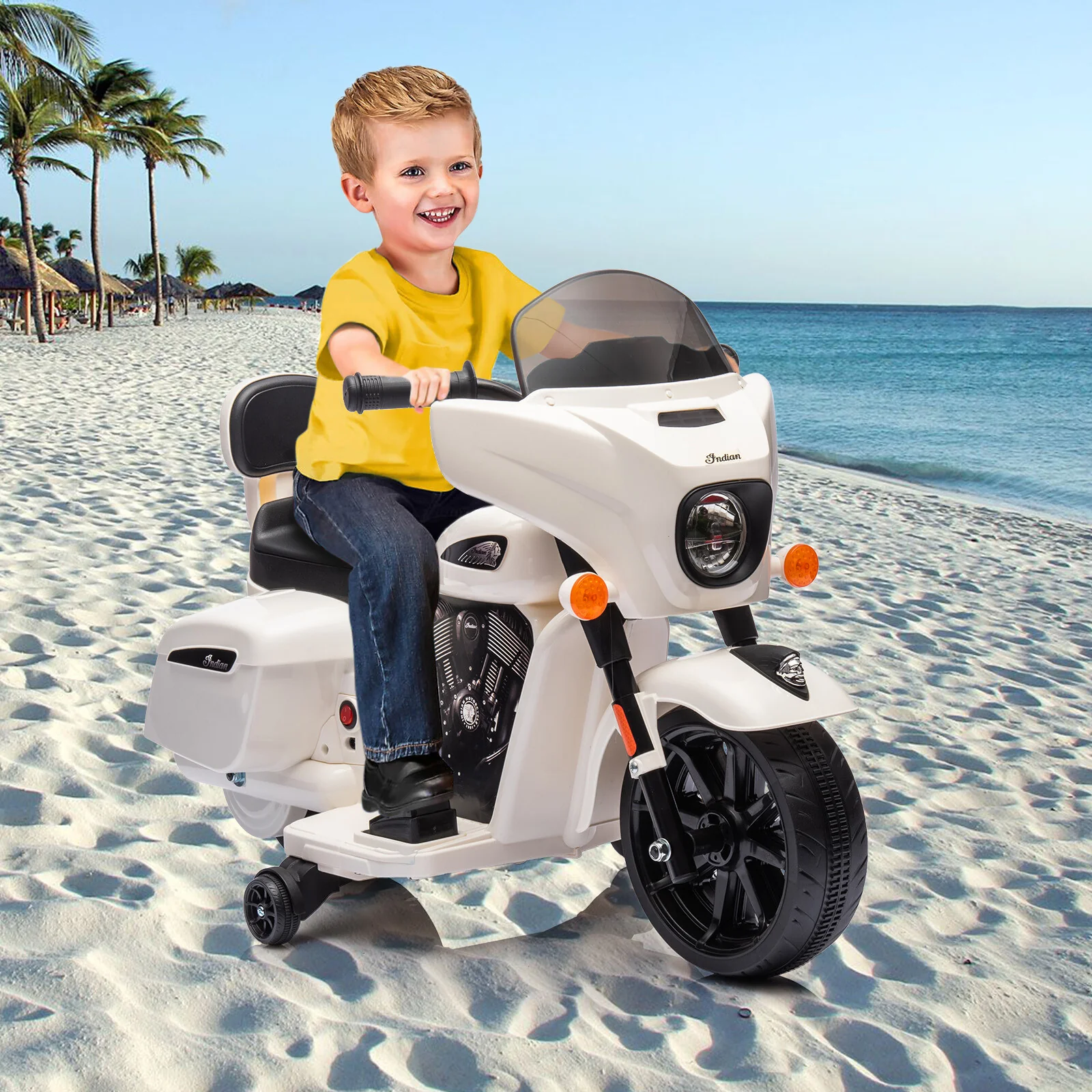 Electric Kids Ride-On Motorcycle Dirt Bike with Training Wheels and Music - Image 10