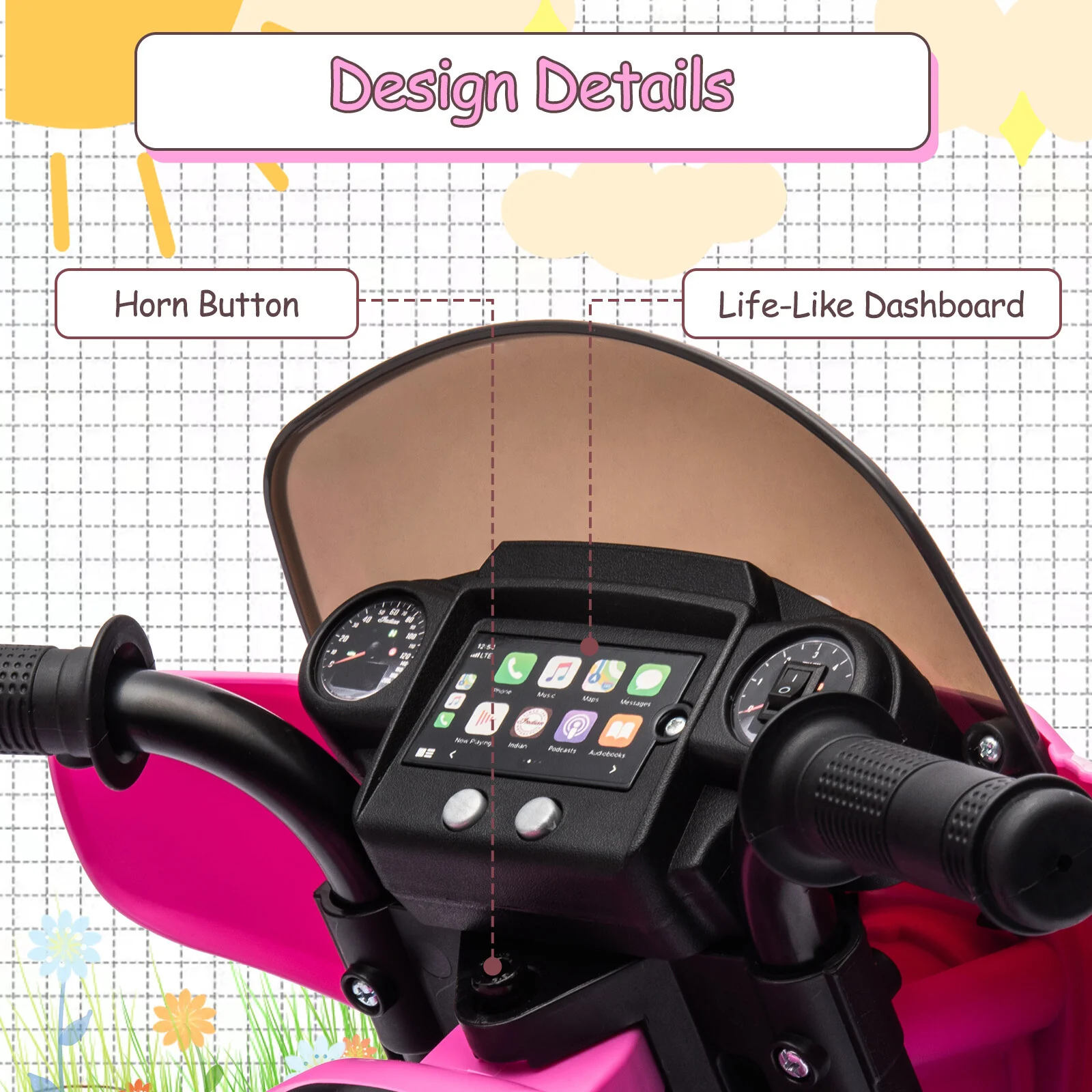 Electric Kids Ride-On Dirt Bike with Training Wheels and USB Charging - Image 6