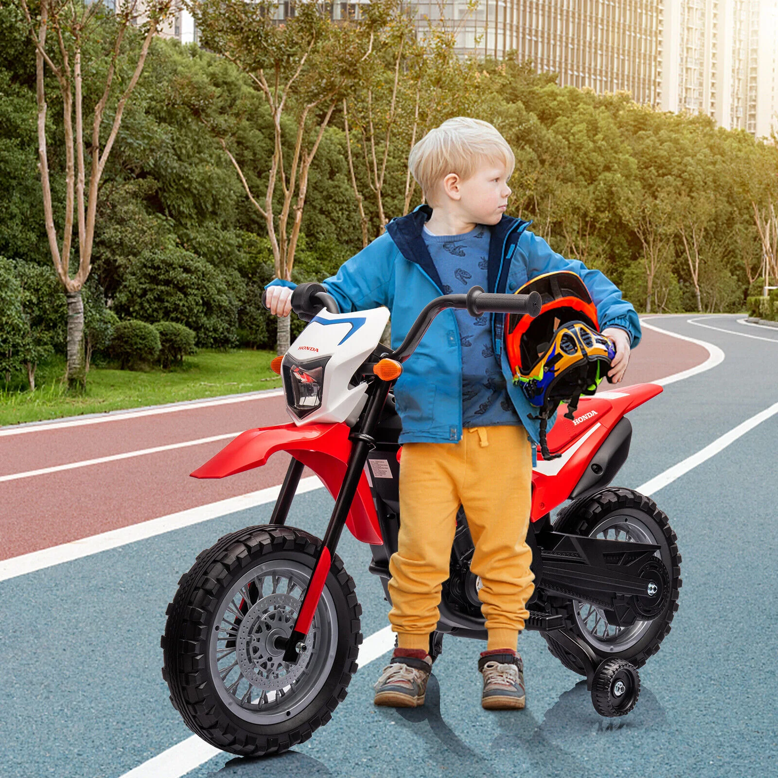 Electric Kids Ride-on Motorcycle with Training Wheel, Headlight, and Sound Effects - Image 4