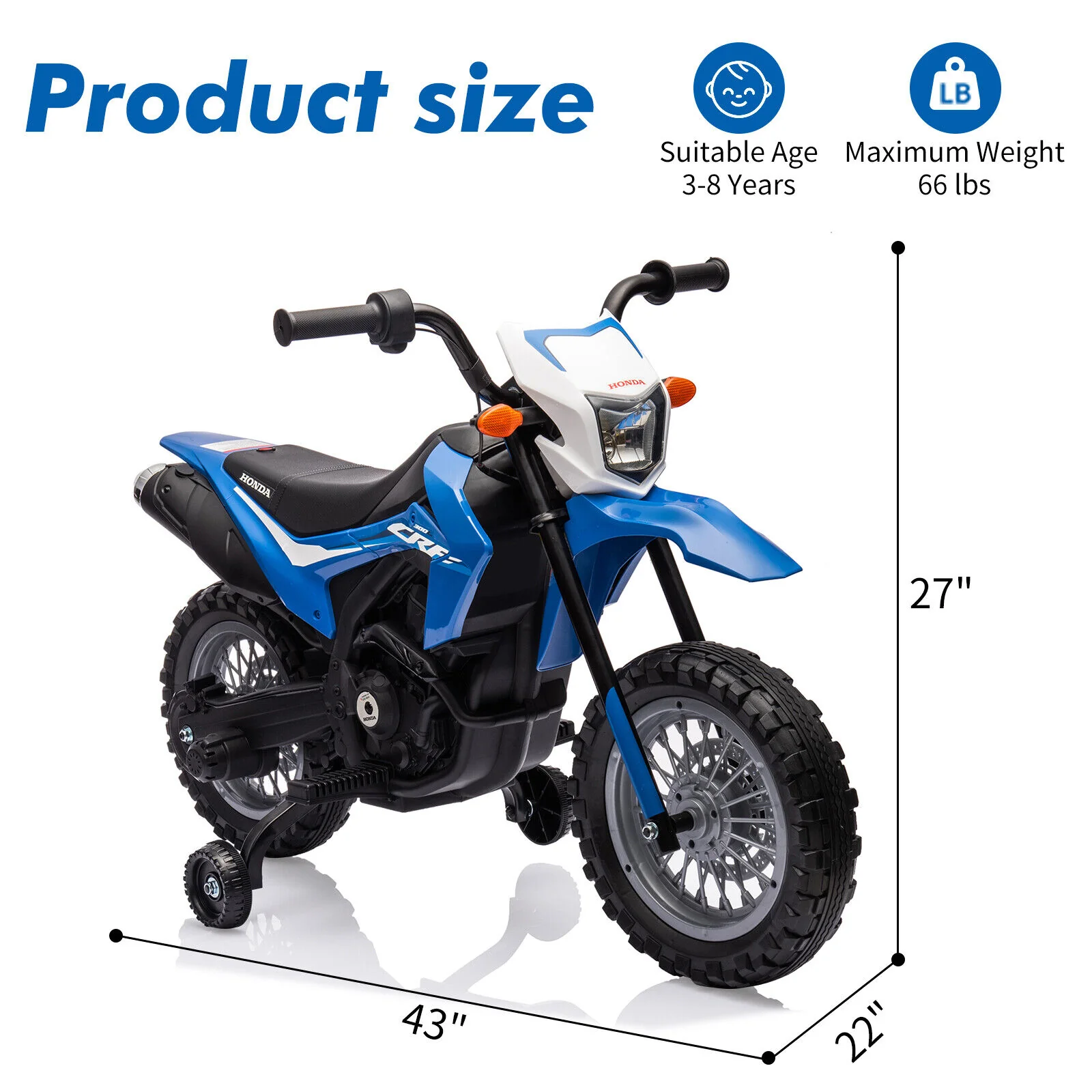 Electric Kids Ride-on Motorcycle with Training Wheel, Headlight, and Sound Effects - Image 6
