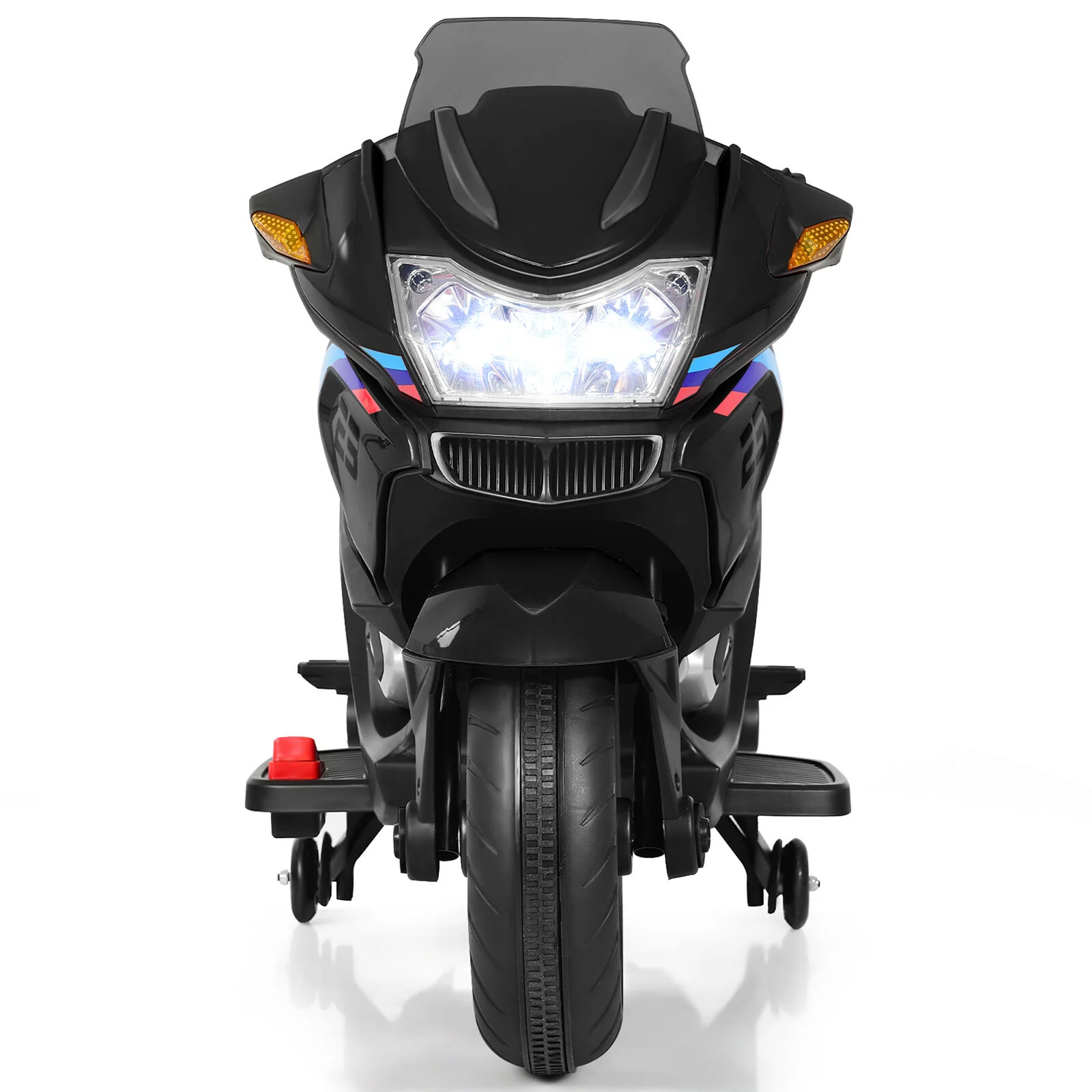 Electric Kids Ride On Motorcycle with Training Wheels - Black (12V) - Image 5