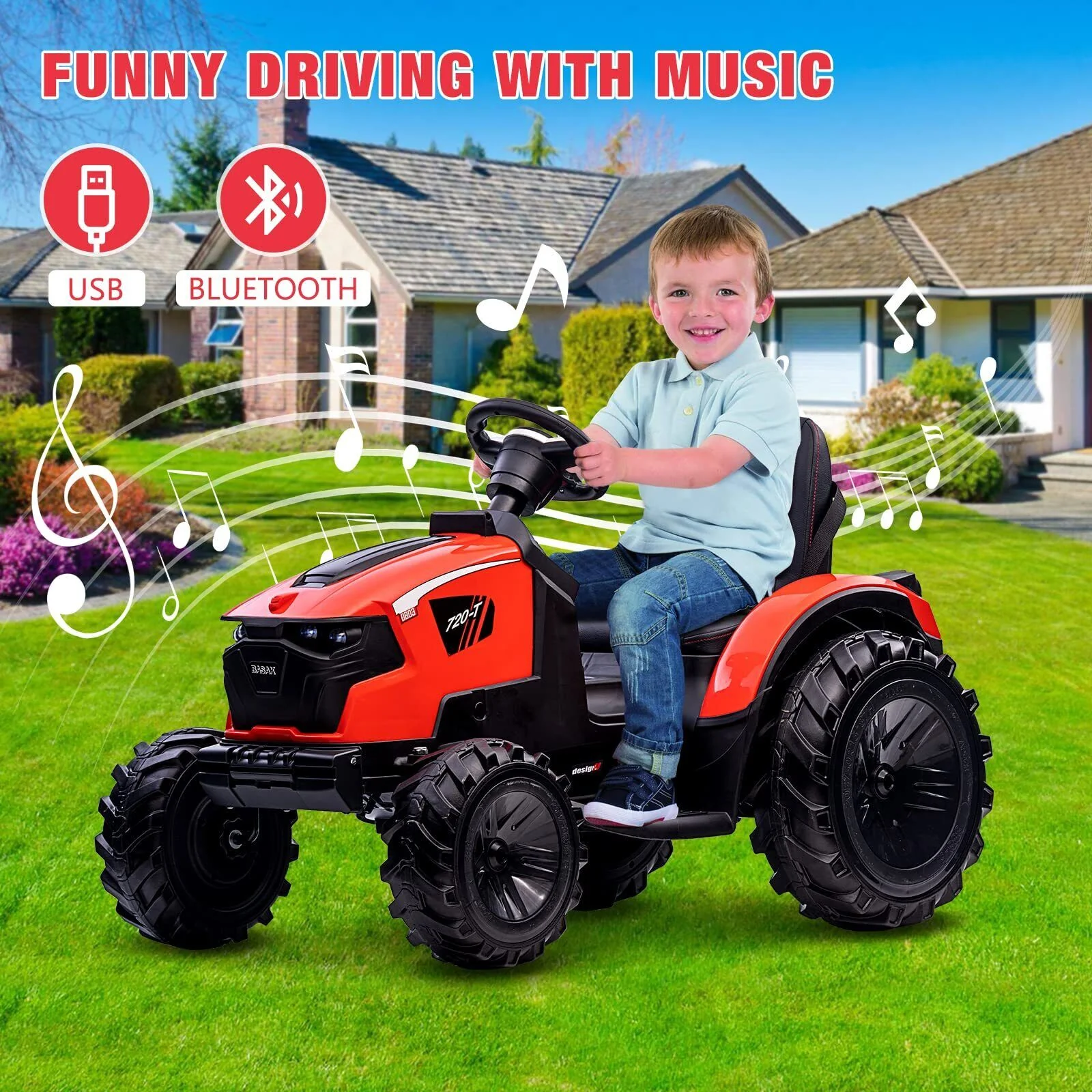 Electric Kids Ride on Tractor with Remote Control and LED Lights - Image 11