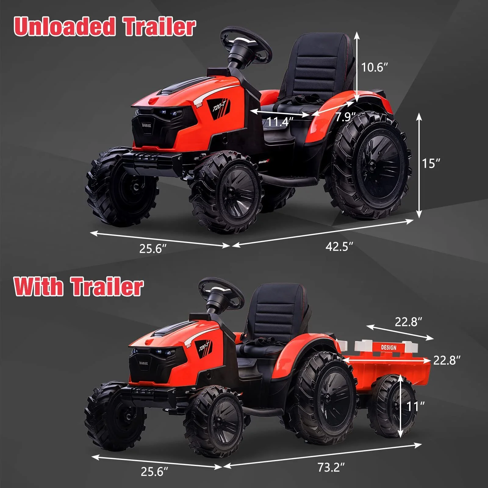 Electric Kids Ride on Tractor with Remote Control and LED Lights - Image 6
