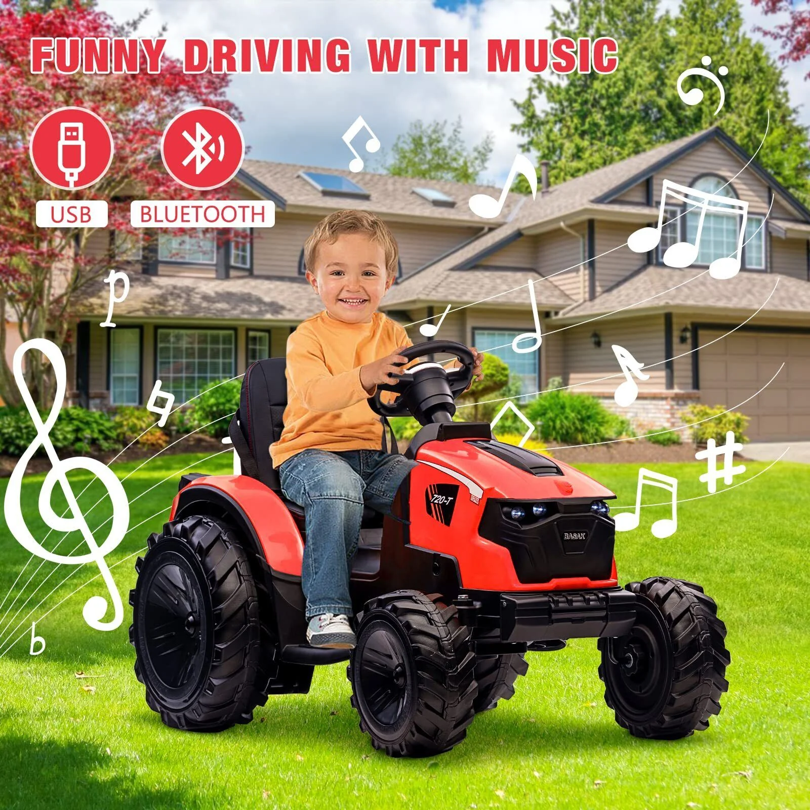 Electric Kids Ride on Tractor with Remote Control and LED Lights - Image 9