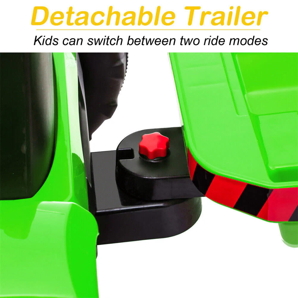 Electric Kids Ride-On Tractor with Trailer and Remote Control - 12V Battery-Powered - Image 12
