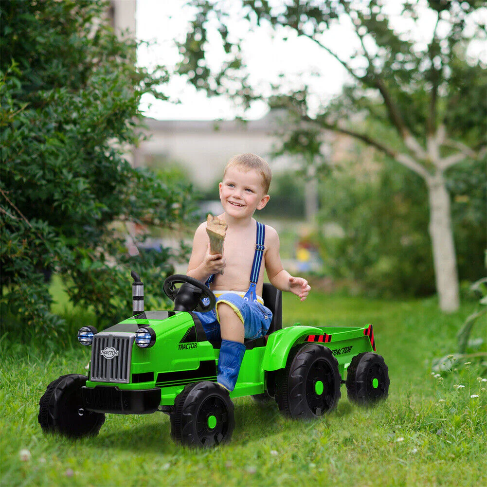 Electric Kids Ride-On Tractor with Trailer and Remote Control - 12V Battery-Powered - Image 15