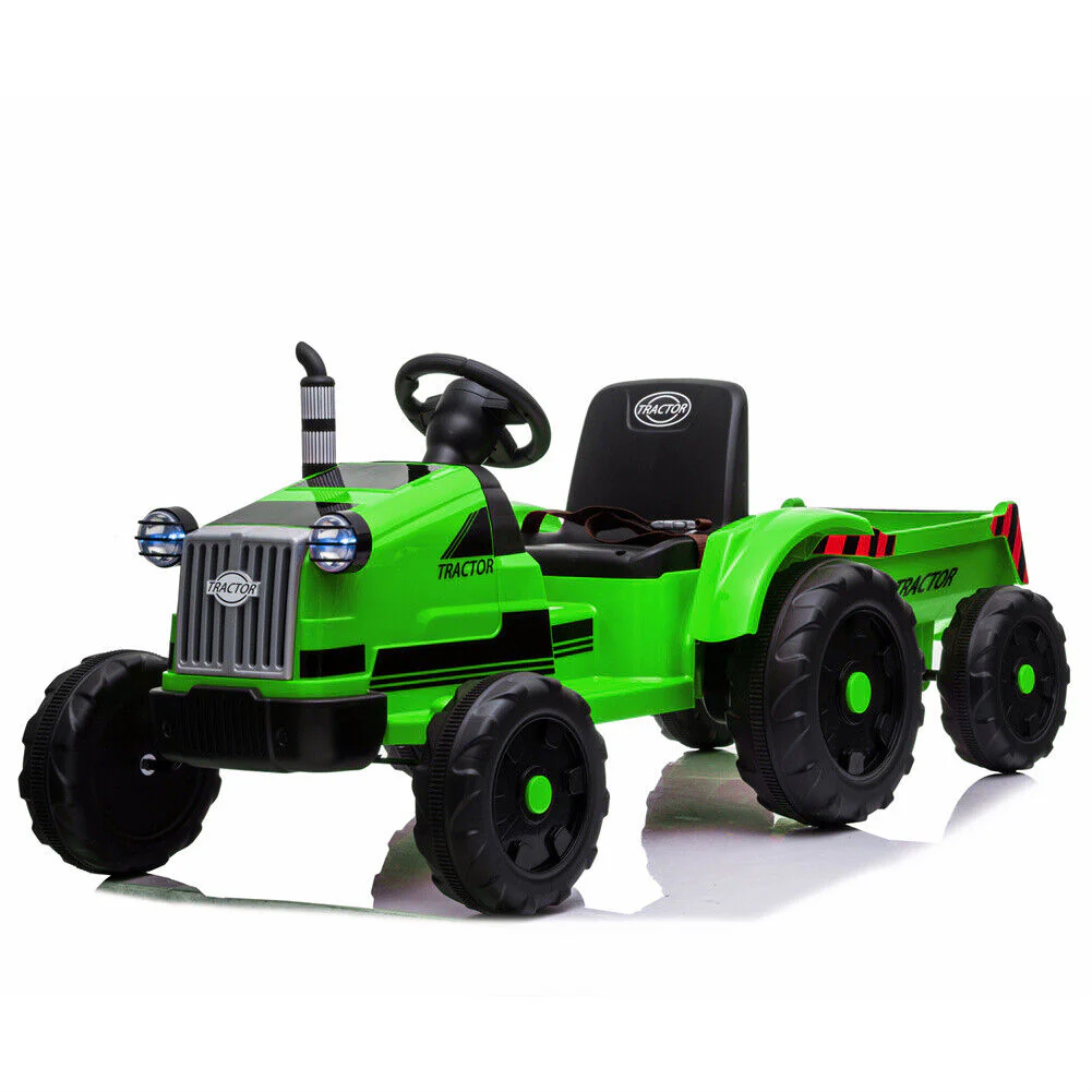 Electric Kids Ride-On Tractor with Trailer and Remote Control - 12V Battery-Powered - Image 3