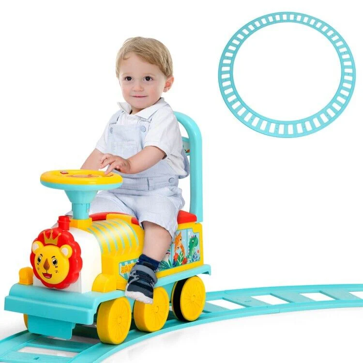 Electric Kids Ride On Train Set with Hidden Storage and 16-Piece Track - Image 3