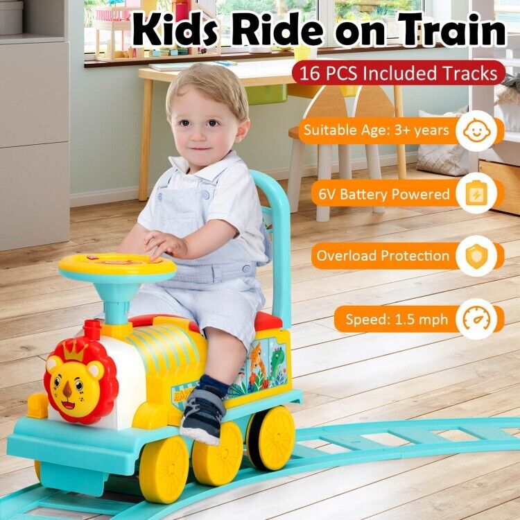 Electric Kids Ride On Train Set with Hidden Storage and 16-Piece Track - Image 6