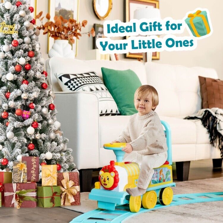 Electric Kids Ride On Train Set with Hidden Storage and 16-Piece Track - Image 7