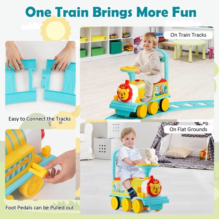 Electric Kids Ride On Train Set with Hidden Storage and 16-Piece Track - Image 8
