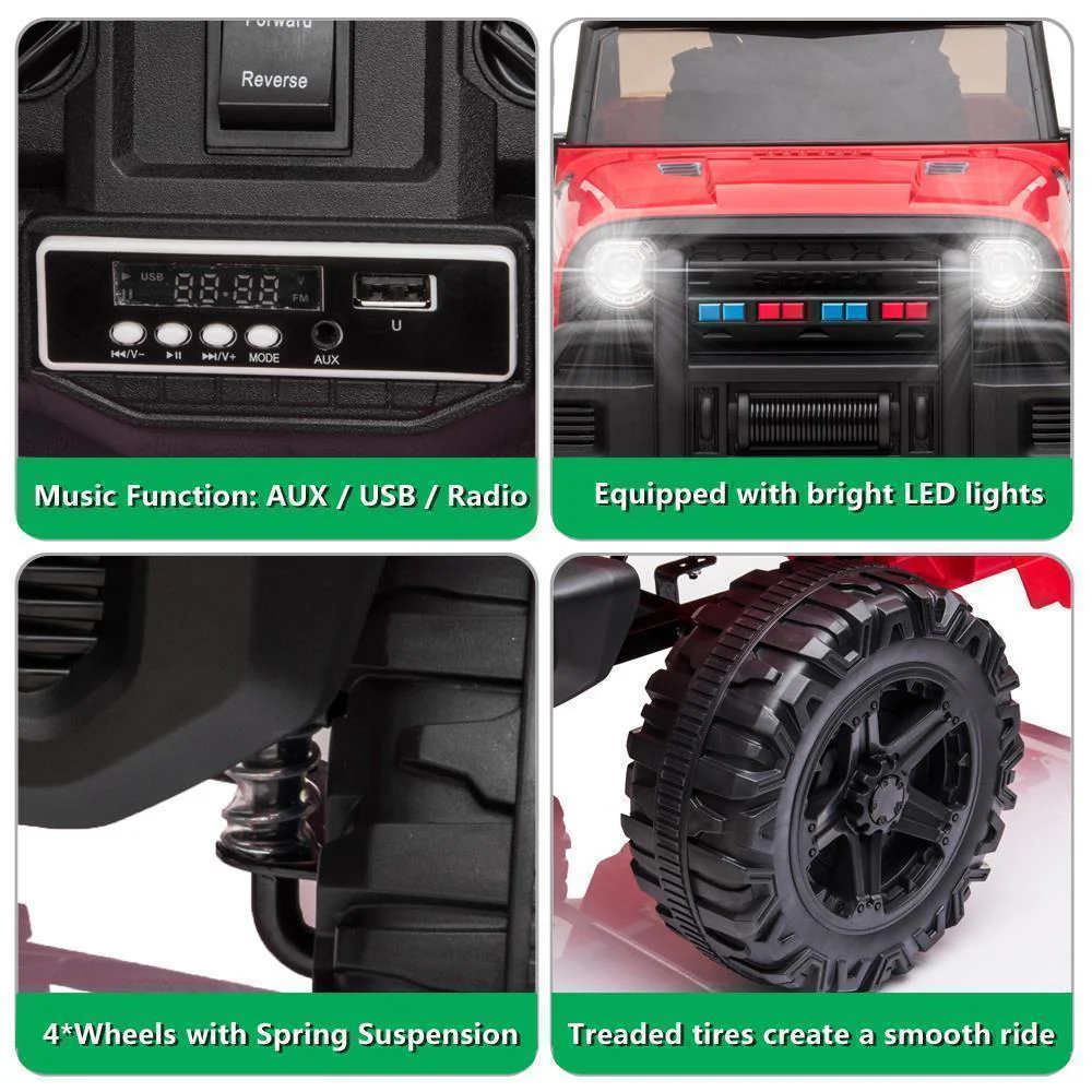 12V Electric Kids Ride-On Truck Car Toy with 3 Speeds and Remote Control - Image 4